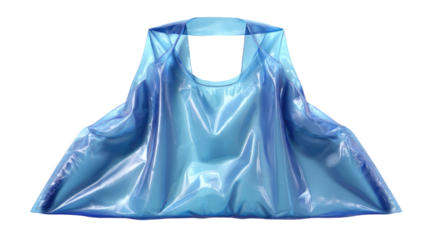 Azure Echo: A solitary blue plastic bag, a beacon of sustainability, dances in the light. A study in simplicity and environmental reflection. 