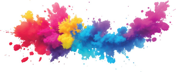 A Vibrant and Bold Watercolor Explosion Featuring Colorful Stains, Splashes, and Brush Strokes on a Clean, White Background, Showcasing a Modern and Abstract Artistic Style.
