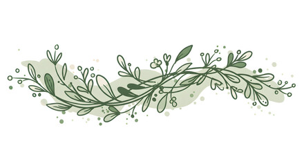 Obraz premium Green floral branch with leaves and berries