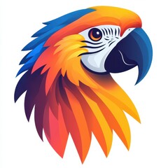 Fototapeta premium Colorful parrot head illustration showcasing vibrant feathers and intricate details in a modern artistic style