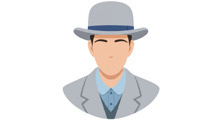 Isolated Faceless Man Wearing Suit and Hat