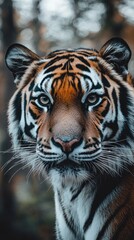 Fototapeta premium Intense stare of a tiger portrait, highlighting majestic beauty and power