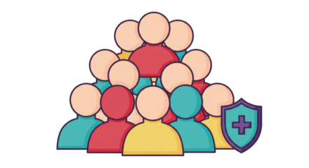 Isolated Group of People with Shield