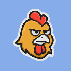 Chicken head illustration cartoon with angry expression