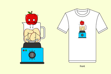 Apple illustration vector design with T-shirt mockup. EPS 10