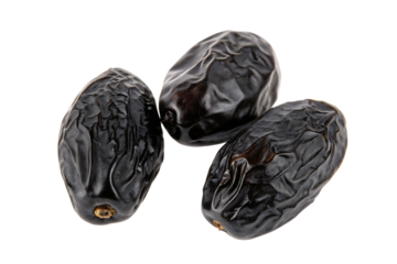 Black Semi or date palm fruits isolated transparent background