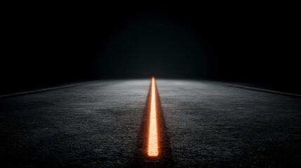 Futuristic Road  Glowing Line  Dark Asphalt  Minimalist Background