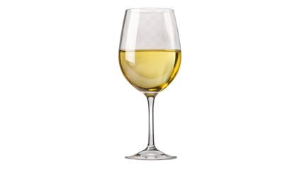 A set of elegant white wine glass in ultra-realistic style, floating upright, isolated on a transparent background