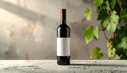 Fototapeta premium Red Wine Bottle with Blank Label