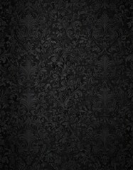 Seamless black gothic wallpaper, swirling floral damask pattern , swirling, luxury pattern, dark texture