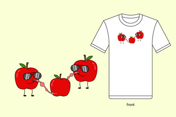 Apple illustration vector design with T-shirt mockup. EPS 10