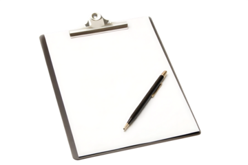 Blank clipboard with pen isolated transparent background.PNG