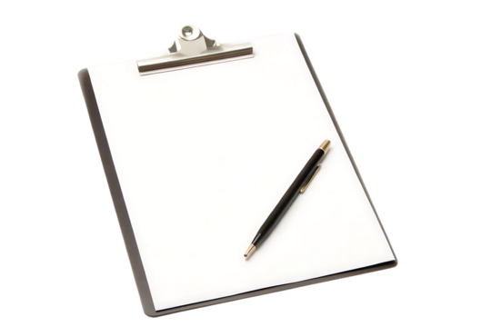 Blank clipboard with pen isolated transparent background.PNG