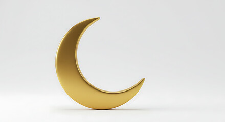 Obraz premium Golden Crescent Moon 3D Render, isolated symbol for Islamic holidays, luxury design, and religious celebrations