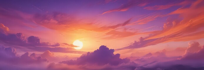 Swirling orange and purple watercolor, ethereal sunset sky effect , impression, orange, watercolor