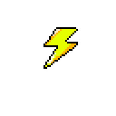 Lightning illustration drawn in pixel art style 
