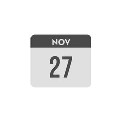 calender icon, 27 november icon with white background