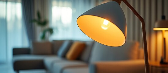 Cozy living room lamp illuminates space