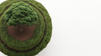 Aerial View of Miniature Tree in Circular Landscape  Garden Design  Environmental Concept