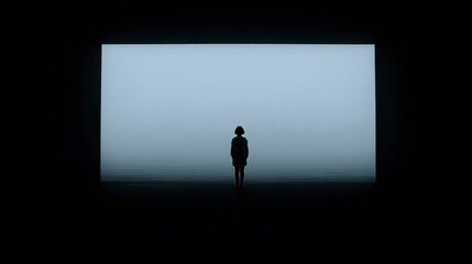 Fototapeta premium Solitary Figure in Minimalist Lightbox Setting