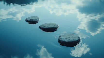 Peaceful stones on water, serene reflection
