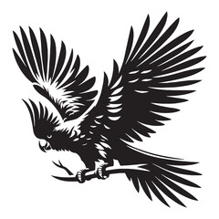 Charming Cockatoo silhouette perched gracefully – Cockatoo illustration – Minimalist Cockatoo vector – Bird silhouette

