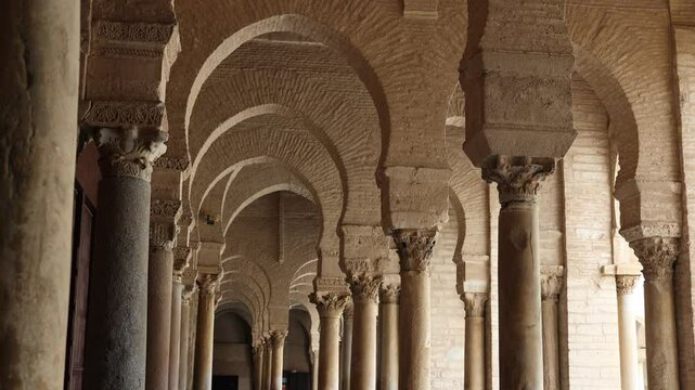 View on Great Mosque also known as Mosque of Uqba situated in Kairouan city, Tunisia