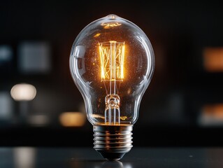 Illuminating Tabletop: Vintage Light Bulb on Modern Surface