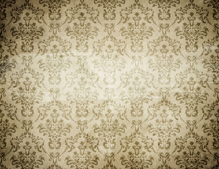 Grunge old paper background with vintage ornament.