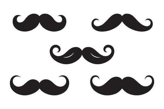 Set of mustache silhouettes. Vector illustration.