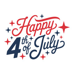 Happy 4th of july independence day celebration design with stars in red and blue