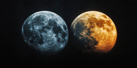 Obraz premium Celestial phenomenon dual moons illuminating the night sky fantasy surreal environment