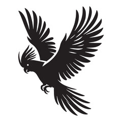 Cockatoo silhouette with dramatic crest – Cockatoo illustration – Minimalist Cockatoo vector – Bird silhouette

