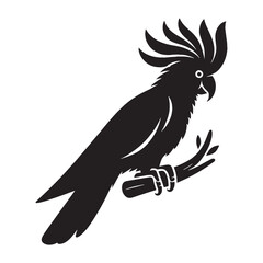 Graceful Cockatoo silhouette perched with flair – Cockatoo illustration – Minimalist Cockatoo vector – Bird silhouette


