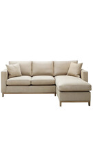 Obraz premium Elegant and comfortable Lshaped sectional sofa in beige linen with throw pillows