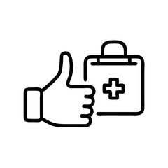Obraz premium Positive thumbs-up gesture with a first aid kit icon 