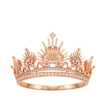 Rose gold crown tiara jewelry diamond princess queen royal luxury fashion accessory elegant beauty headwear on transparent background