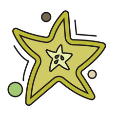 Isolated slice of a carabomolo fruit icon Vector