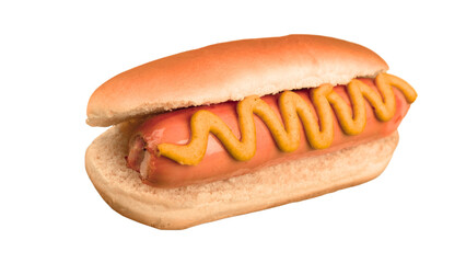Hot dog with mustard on transparent background 