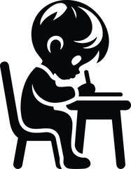 Student writing silhouette