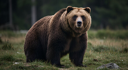 Fototapeta premium Bear Emerging from Hibernation in Spring Forest