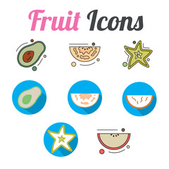 Set of different fruit slices icons Vector