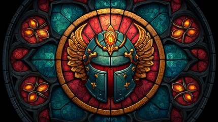 Ornate stained glass helmet