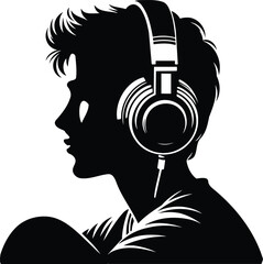 Young Person With Headphones Symbol
