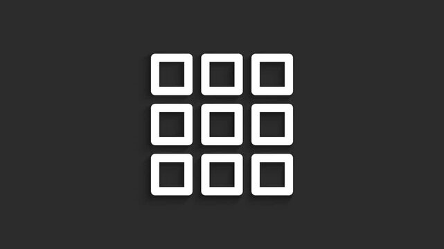 Waffle Menu &ndash; App Grid UI Lineal Icon Animation in 4K