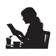 silhouette of a woman working on a laptop