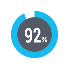 Circle percentage diagrams 92% icon vector ready to use for web design, user interface for business