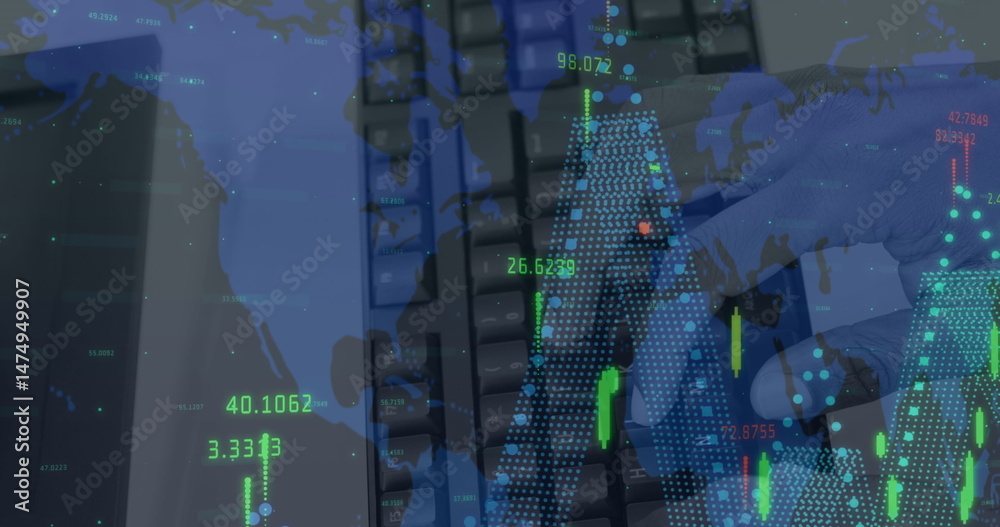 Poster image of data processing over hand using keyboard