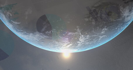 Image of statistics and data processing over globe