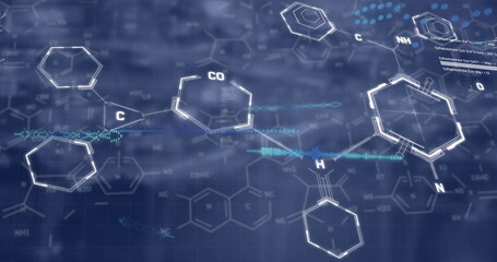 Image of data processing over blurred background